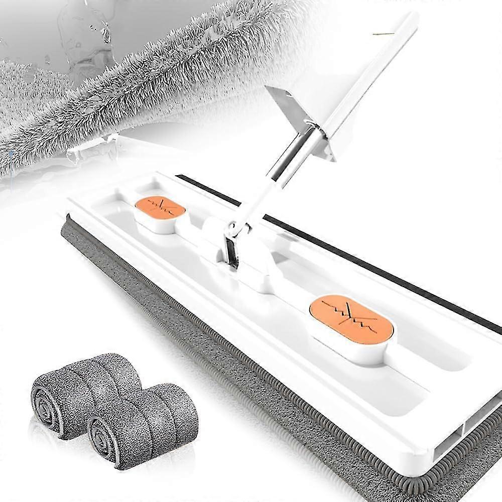 Großes Flachmopp-Set, 360-Grad-Schwenkmopp mit Wringfunktion, Flachmopp mit wiederverwendbaren Mikrofaser-Mopppads für Hartholzlaminatfliesen