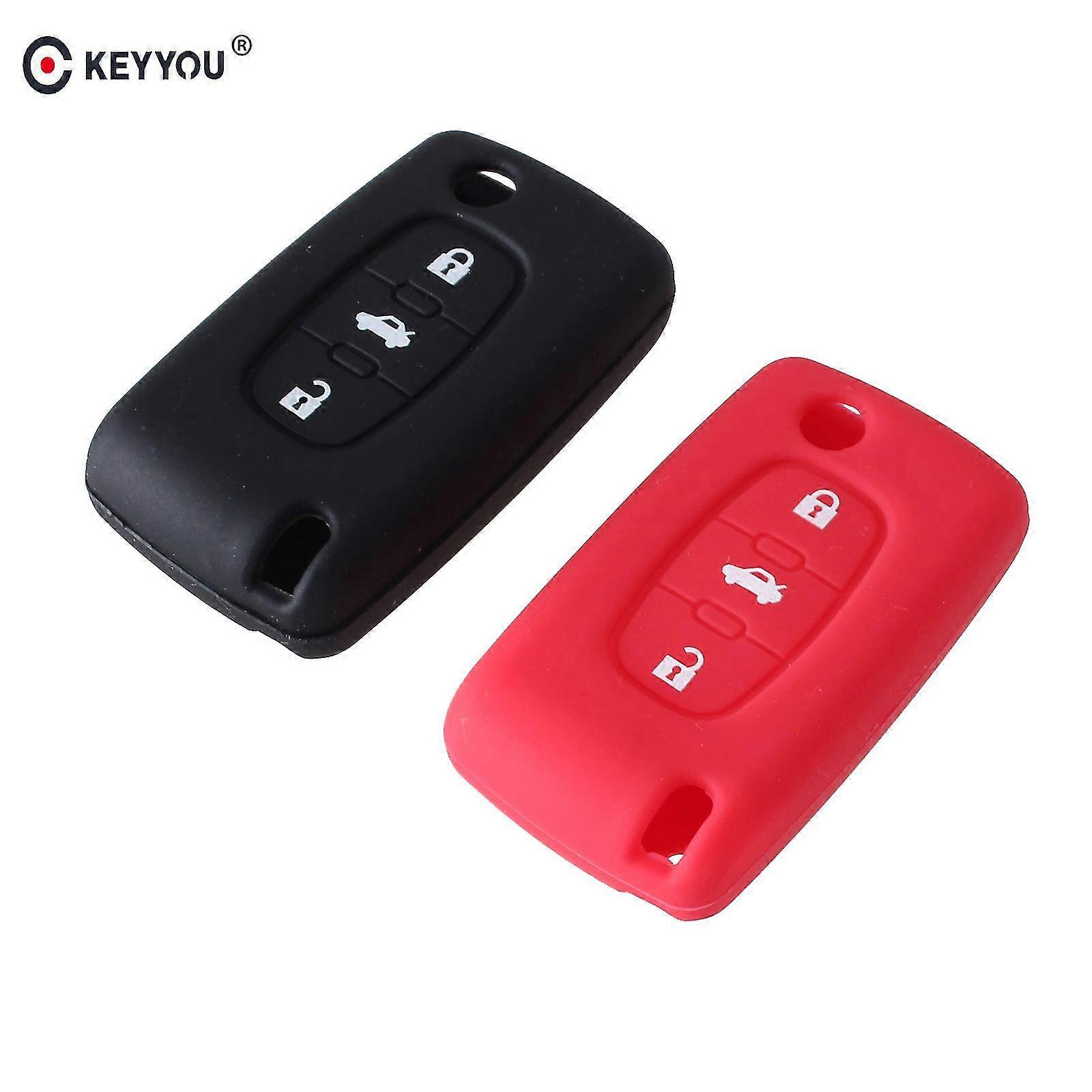 Silicone 3 Buttons Flip Folding Remote Key Case Shell Key Case Cover For Peugeot 307 308 407 607
