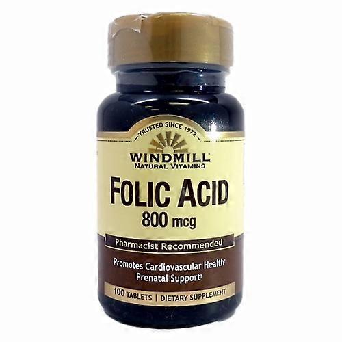 حمض الفوليك الصحي من طاحونة الهواء ، 800 ميكروغرام ، 100 قرص