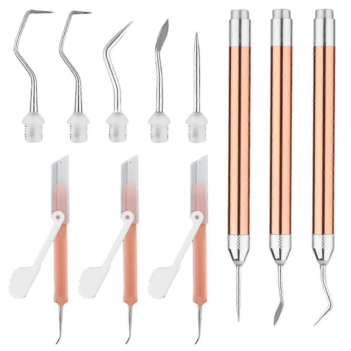 Vinyl Weeding Tool Set, with 3 LED Weeding Pens, 3 LED Light Tweezers, 5 Pins and Hooks Lighted Weeding Tools