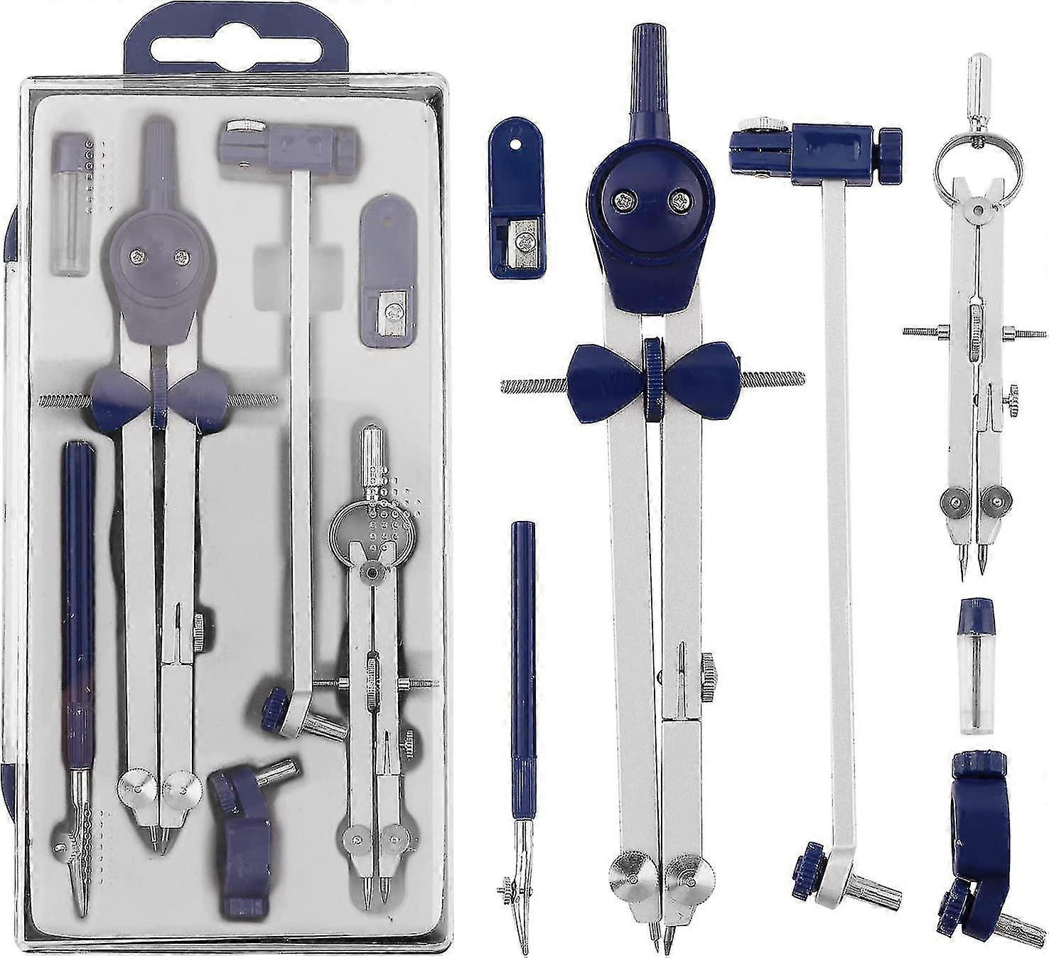 Professional Geometry Set with Compass Drawing Tool - Math Drafting and Dividers Included
