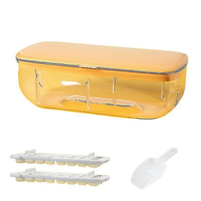 Press Ice Maker Silicone Ice Cube Tray Kitchen Container Box(size:orange 48 Grids)