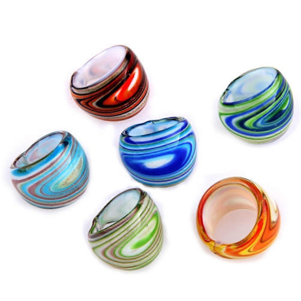 6 x lampwork szklane pierścienie opaskowe 17-19mm Multi Colors HOT