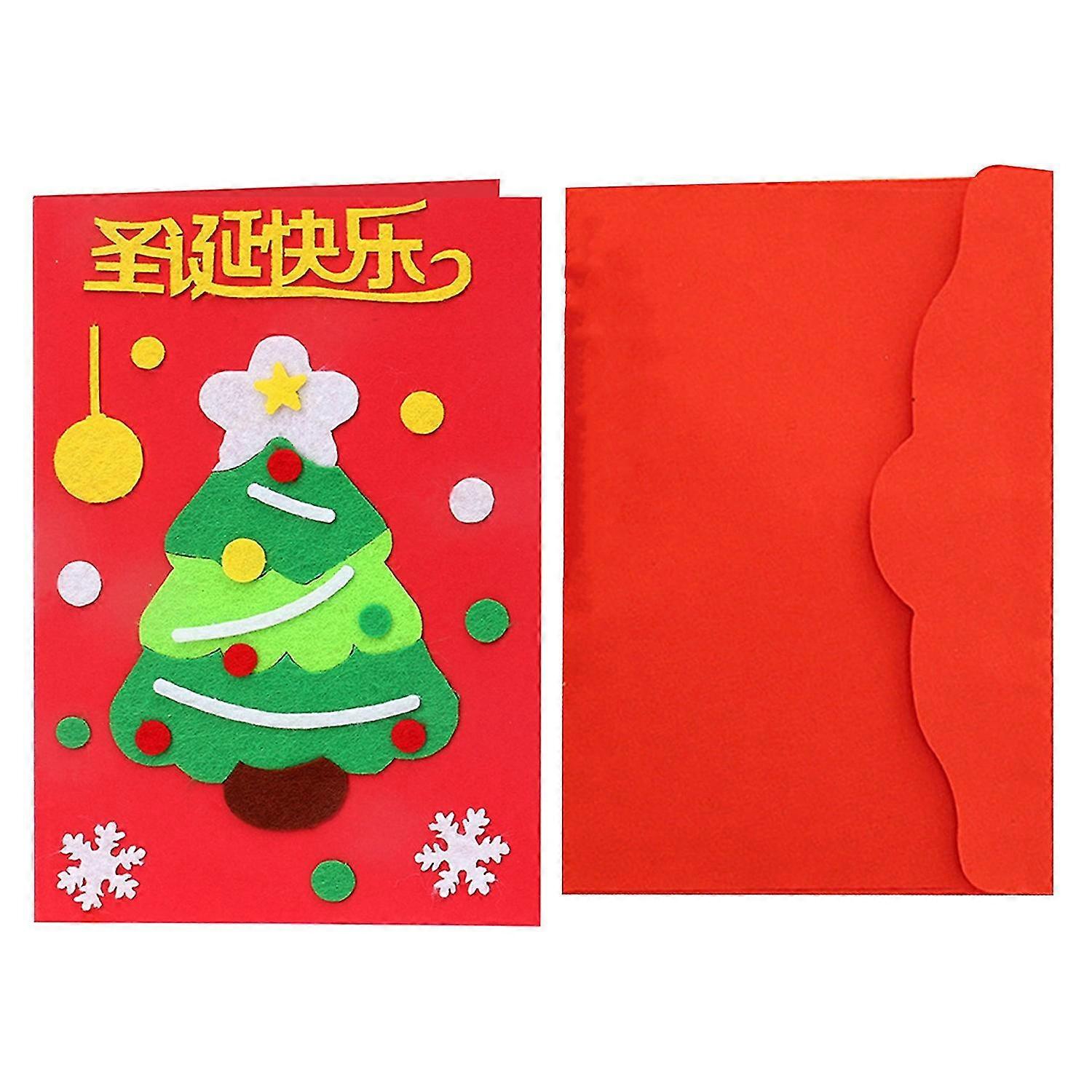 1 Set Christmas Greeting Card Exquisite Santa Snowman Deer Pattern DIY Xmas Card Material Kit for Ho