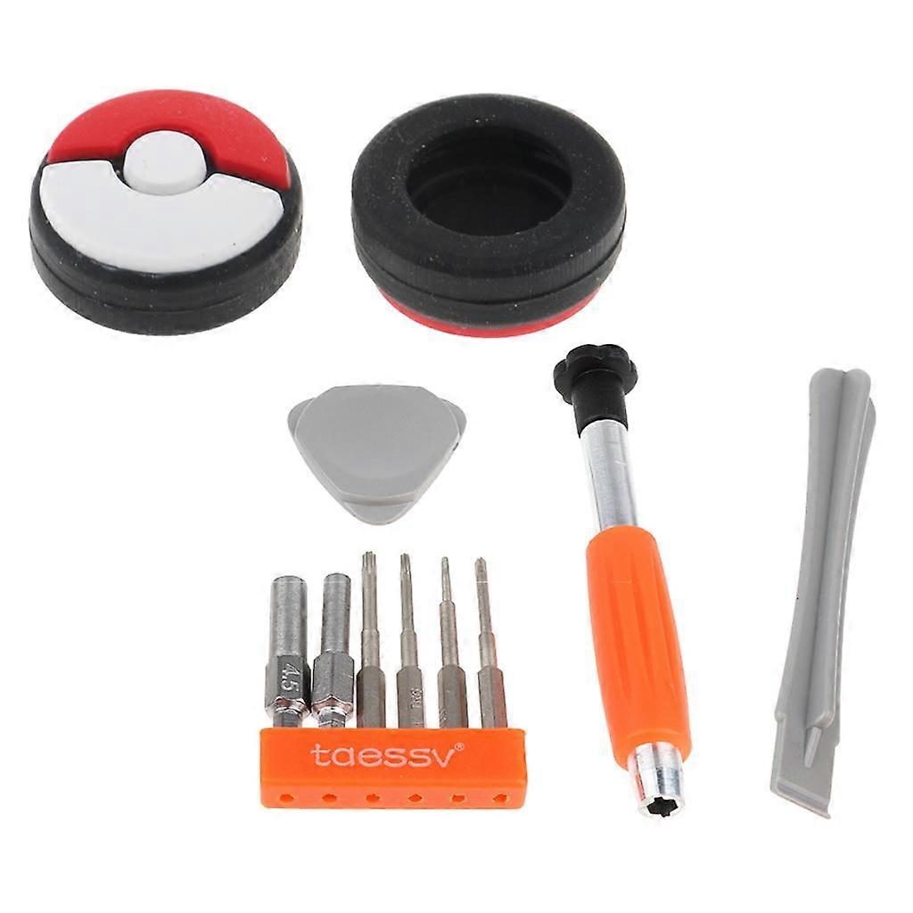 2Pcs Poke Ball Plus Analog Joystick Cap Thumb Grip for Nintendo Switch Joy-con Replacement Part & Screwdriver Set PH00 2.0mm Tri-wing Repair Tool Kit
