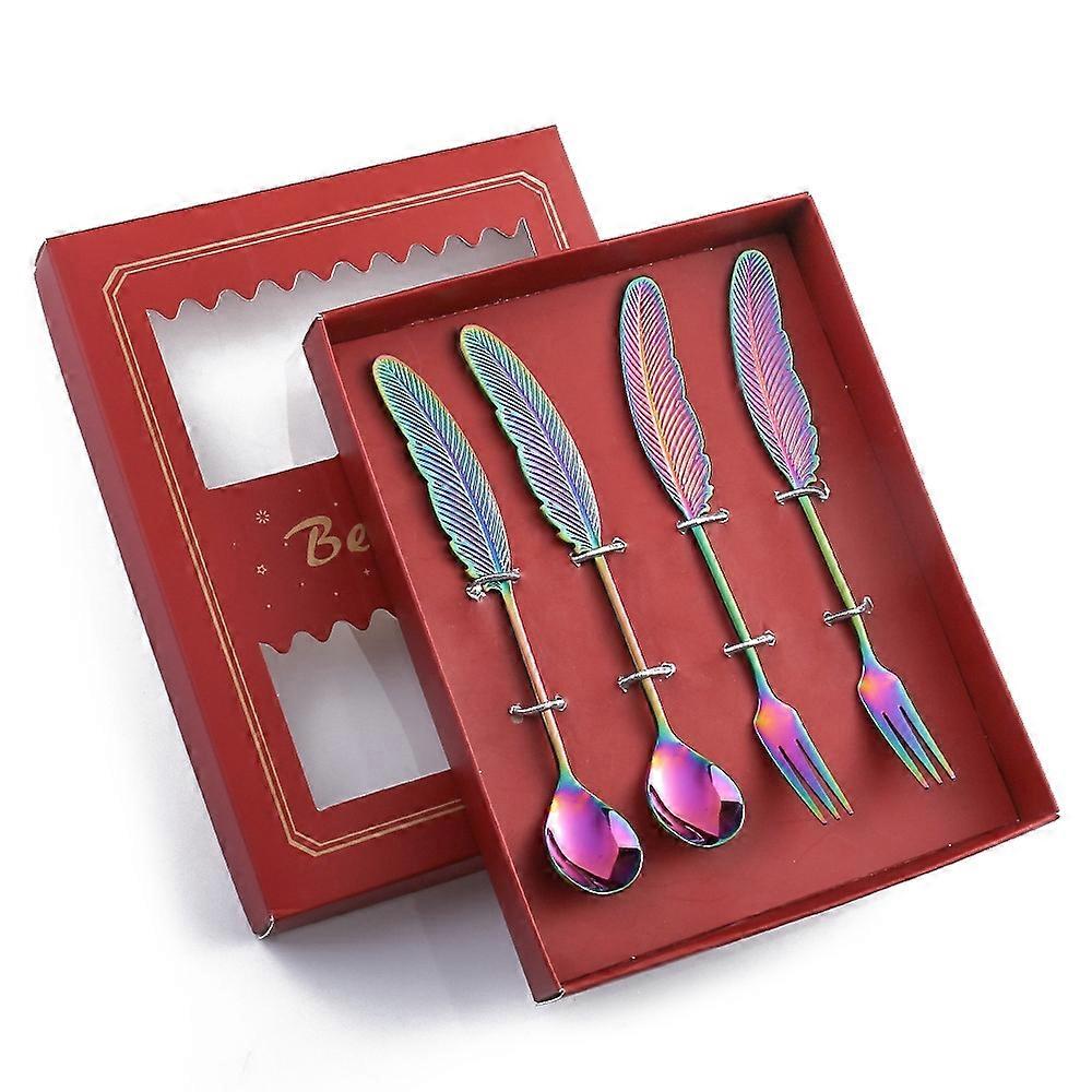 Stainless Ste Tableware ,Style: 4 In 1 Dazzle-Red Box
