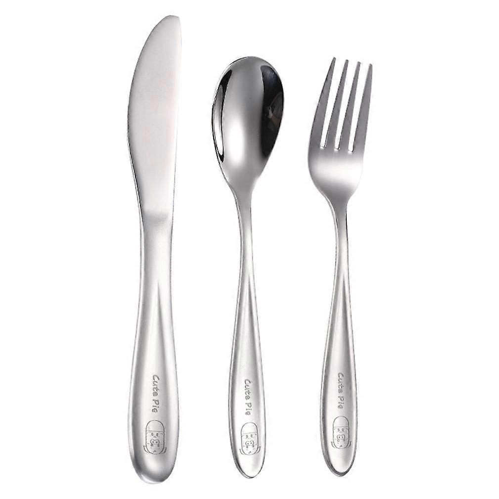 3pcs Kids Cutlery Set Tableware Tableware Spoon Fork Knife Stainless Steel