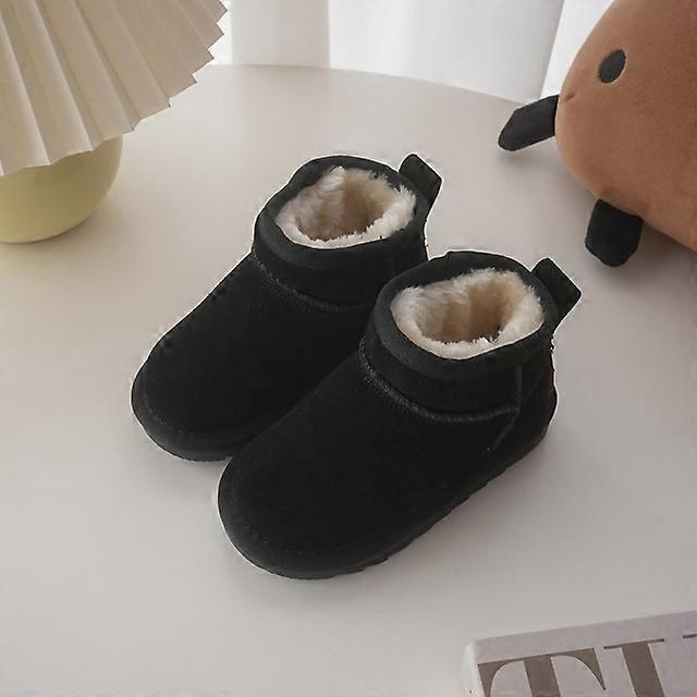 Retro High Top Ankle Boots Solid Color Warm Winter Shoes Children Snow Boots Slip on Boys Plush Shoes Parent Child Shoes Botines