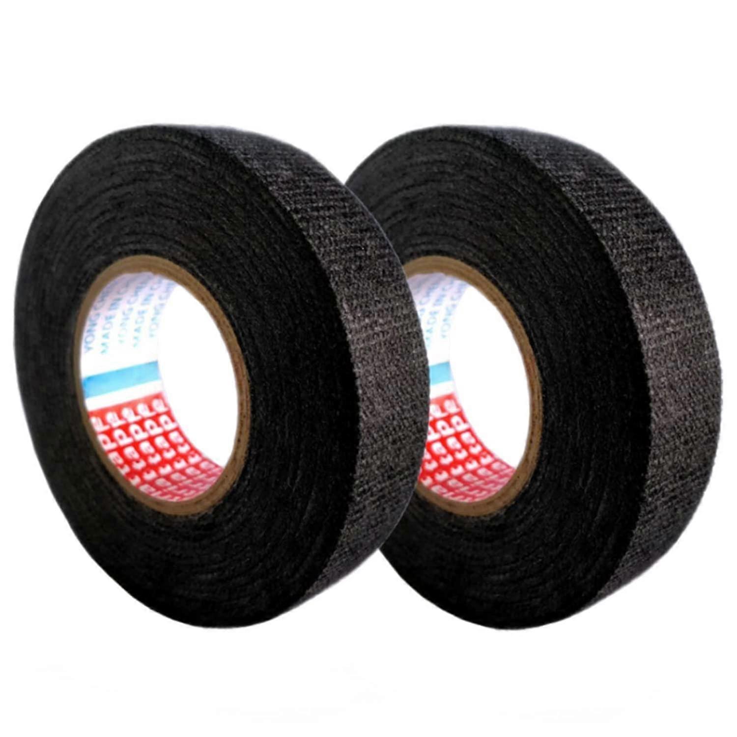 2 Pieces Duct Cloth Tape Cloth Duct Tape Width 19mm/15m Length Black Insulating Tape Temperature Res