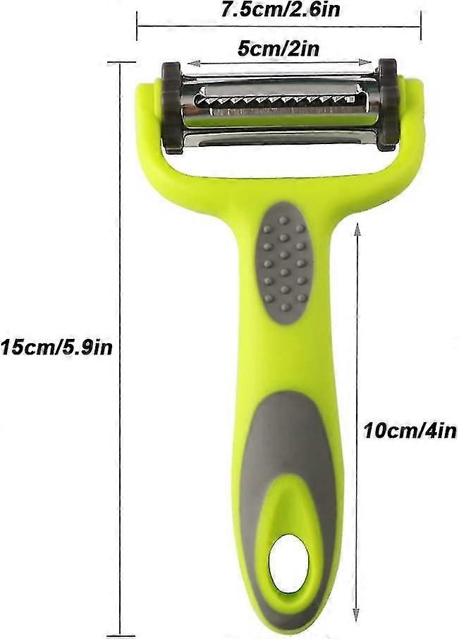 2-teiliges Gemüseschäler-Set – 3-in-1 Sparschäler & Pendelschäler, Edelstahl, Grün/grau