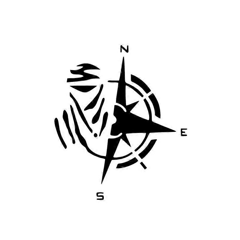 Large PVC Compass Sticker 13x12cm Car Engine Hood Decals Auto Styling Decor