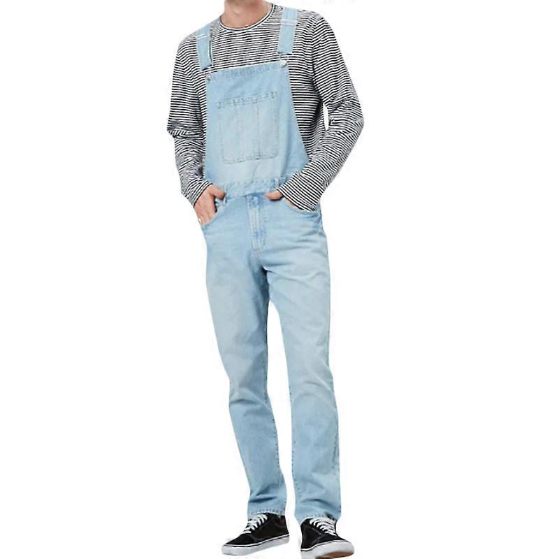 Men Dungarees Overalls Bib And Brace Jeans Work Casual Denim Pants Trousers
