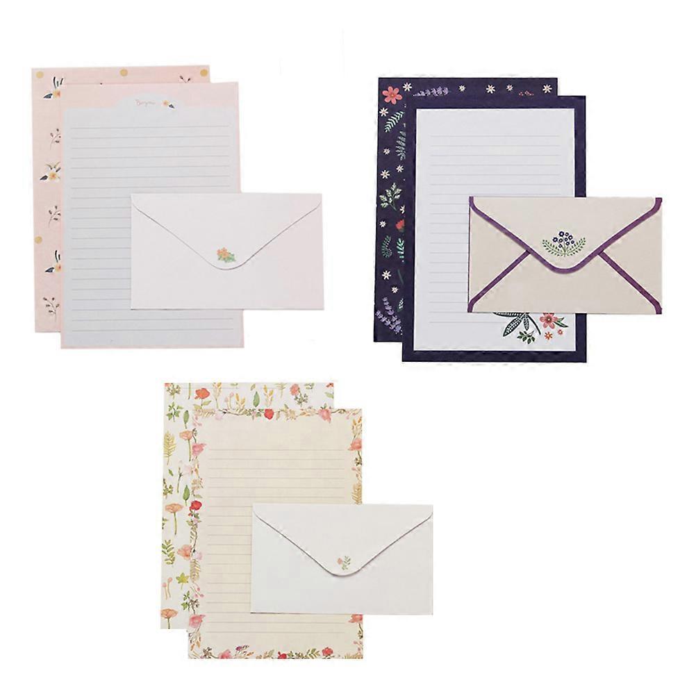 6 ensembles de papiers à lettres simples colorés belle fleur impression papier lettre