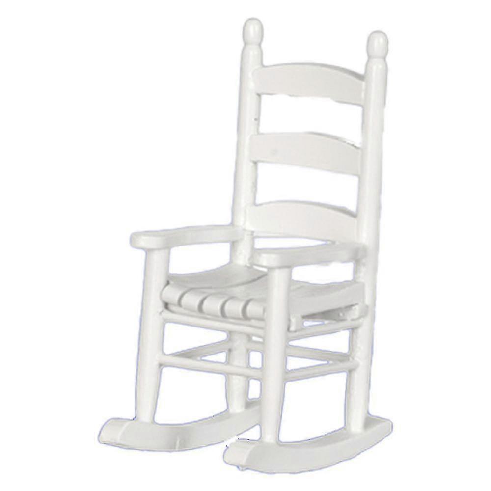 ドールズハウスホワイトウッドロッカーロッキングチェアミニチュア1:12スケール家具