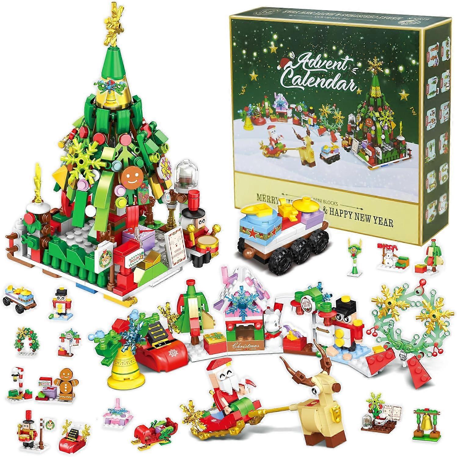 Advent Calendar 2024 Christmas Building Blocks Toy Set, 24 Days Countdown Surprise Box Gift for Adults Kids