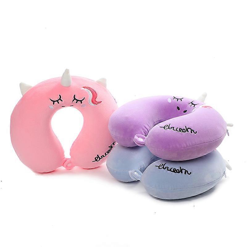 Kids Travel Pillow, Unicorn Travel Neck Pillow With Snap U-shaped Pillow Gifts