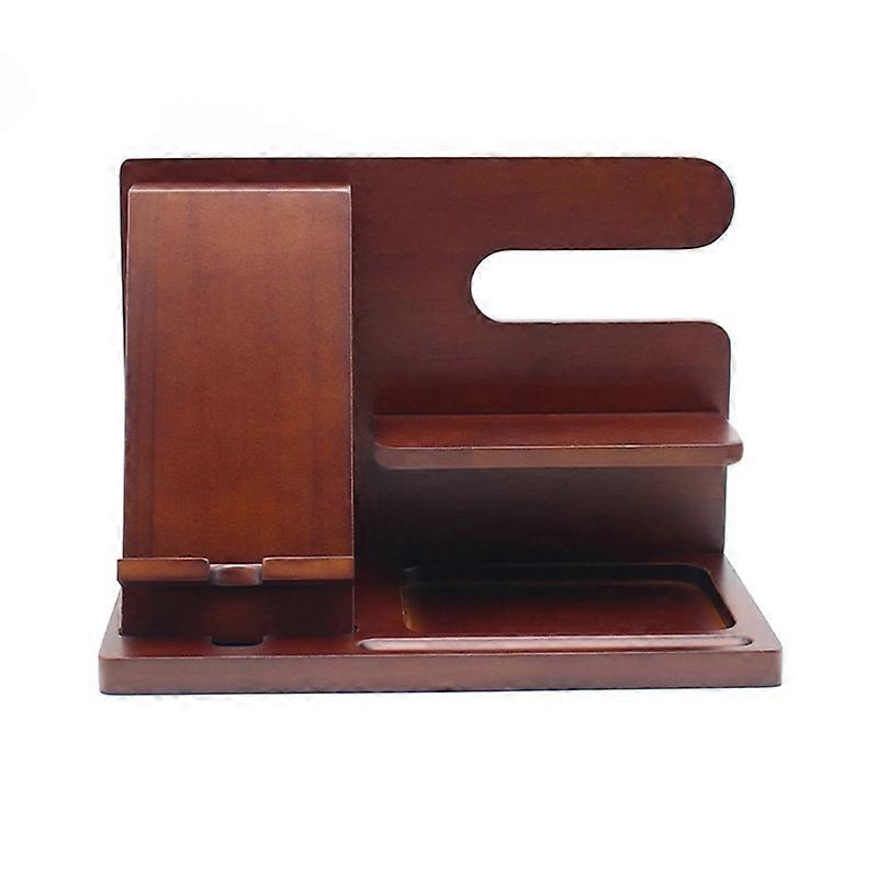 Phone Holder Stable Multifunctional Wooden Phone Organizer Key Wallet Watch Storage Shelf for Bedside Table JIKAIX