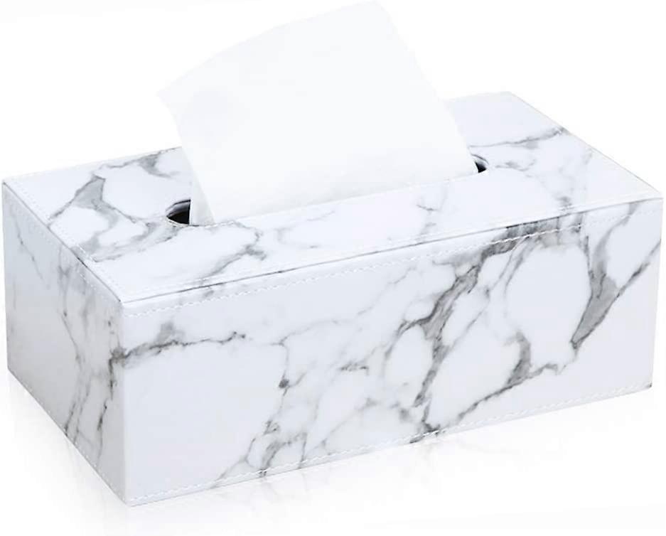 Rektangulær lær Tissue Box (marmor)