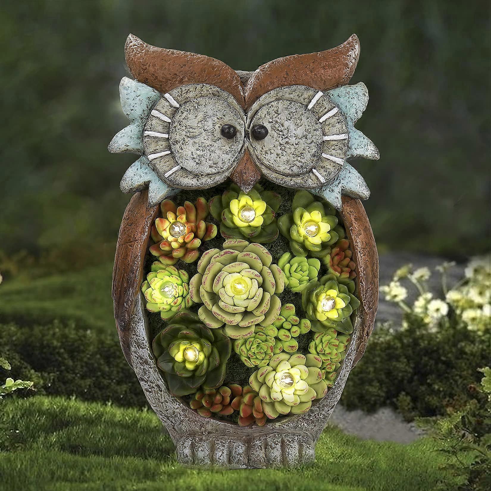Owl Garden Statue Garden Decoration with Solar LED Light for Terrace Patio, Owl Gift for Owl Lovers