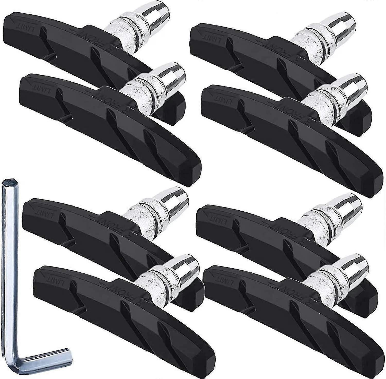 4 Pairs Bike Brake Pads With Hex Nuts And Spacers V Bicycle Brake Blocks Set 70 Mmblack (yu-b)