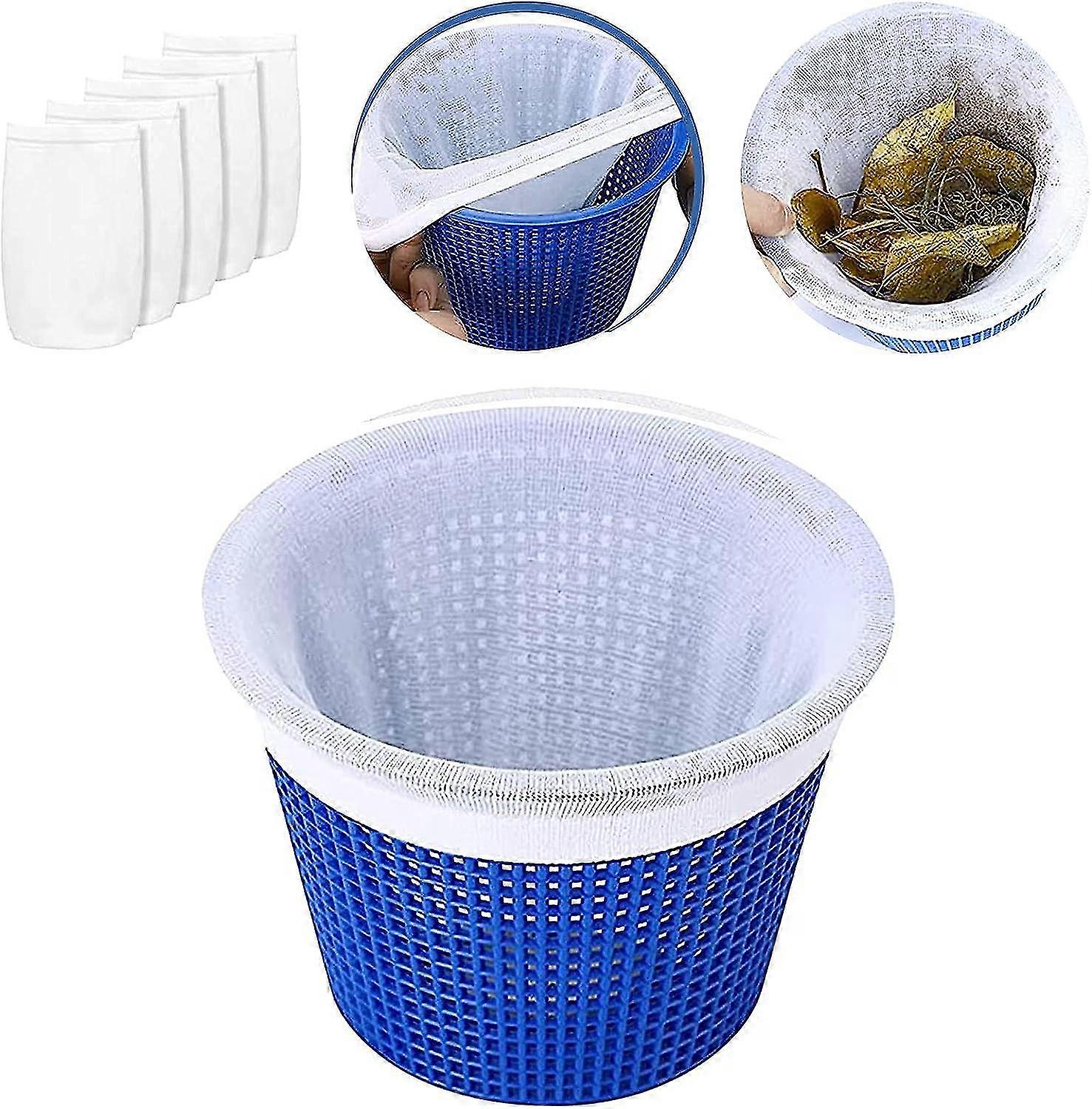 Pool Skimmer Socks, Pool Basket Skimmer Filter, Reusable Pool Filter Net For Removing Slag, Leaves, Scum, Pollen, Insects, Small Particles, 6 Pack Ski