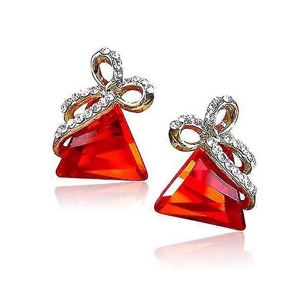 Austrian Crystal Triangle Earrings [red]