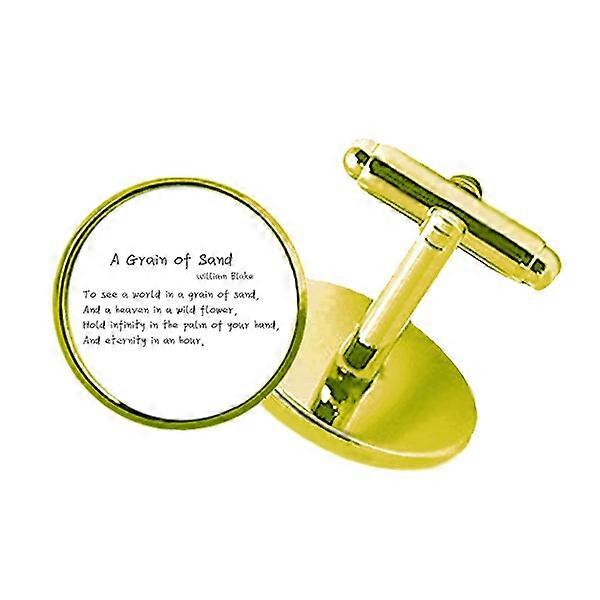 有名な詩の引用砂の粒がちりばめられたビジネスメタルカフリンクスゴールデン