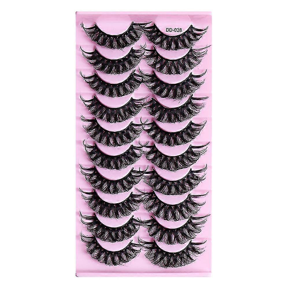 Eyelashes Faux Lashes Wispy Fluffy Curly Effect Fake Eyelashes For Makeup Lash Extensions, 10 Pairs Pack