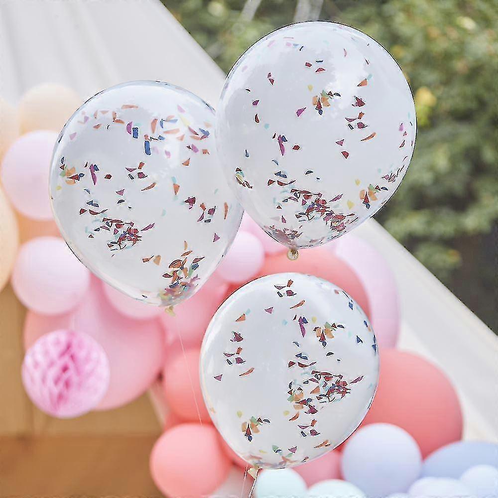 Double Layered Rainbow Confetti Balloons | Multicoloured Party Decorations X 3