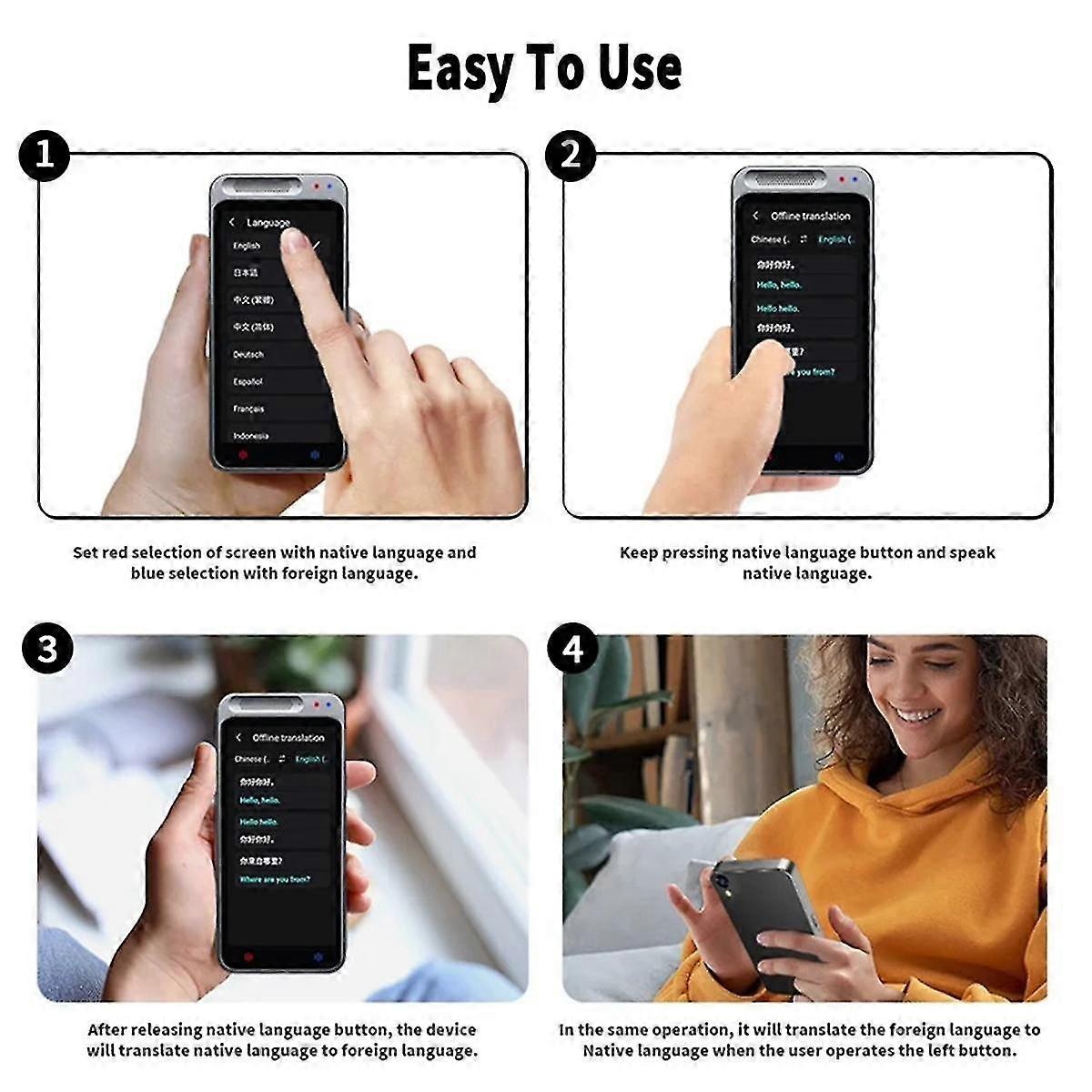 New Z6 Ai Intelligent Voice Translator 138 Languages Simultaneous Translation Translator Photo Translation