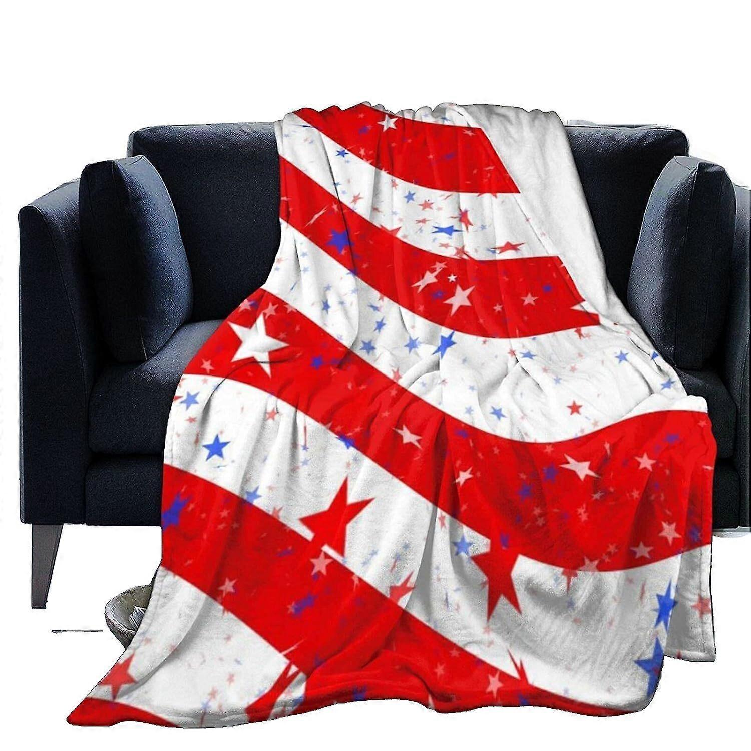 Cobertor de Lã com Estrelas da Bandeira Americana Cobertor de Lã Micro Ultra-Macio para Sofá de Quarto Cobertores e Mantas-R1648