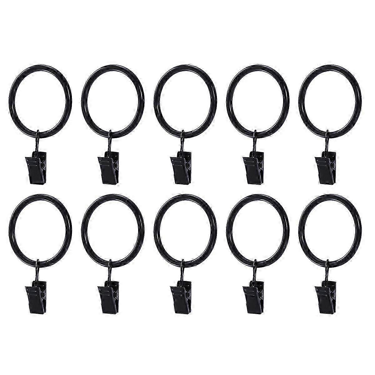 20pcs Vintage Rustproof Drapery Ring with Hook Curtain Clip Ring (Black)