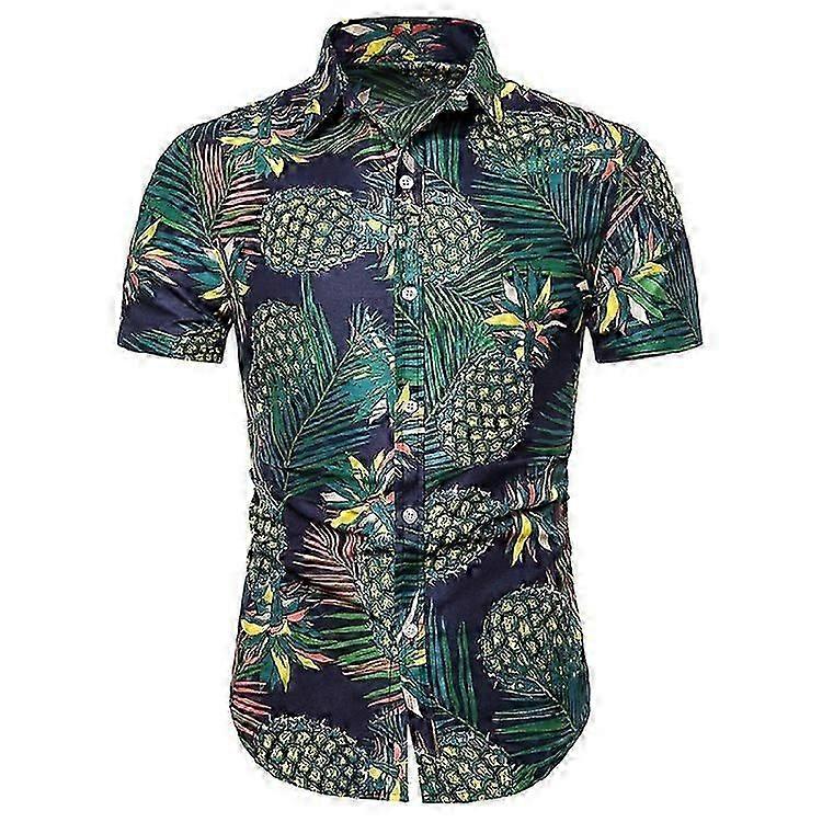 Men's Summer Tropical Print Loose Short Sleeve Casual Shirt
