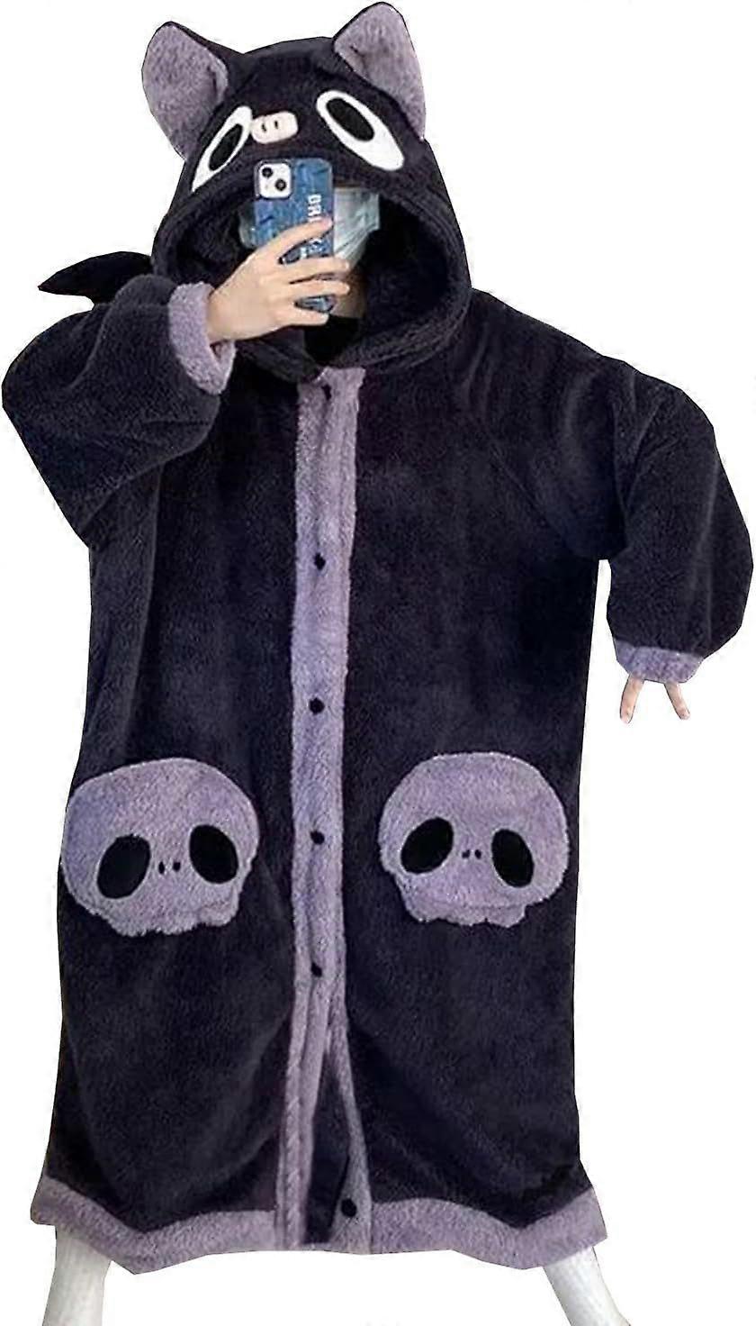 שמיכה קפוצ'ון לנשים שמיכת דינוזאור מצוירת חמודה שועל Kawaii חלוק רחצה פנדה כותונת לילה קטיפה אלמוגים של בעלי חיים