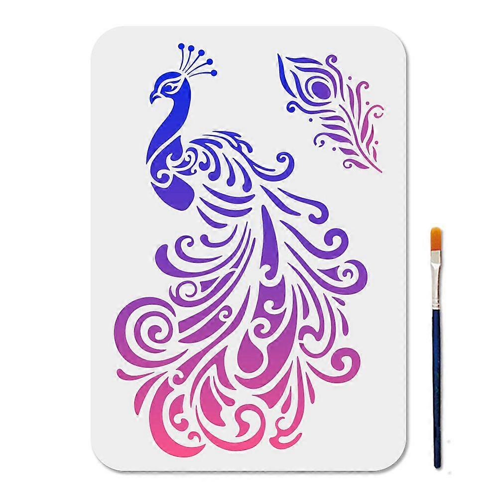 DIYスクラップブックフォトアルバム孔雀210x297mmのための1pcペット中空描画絵画ステンシル