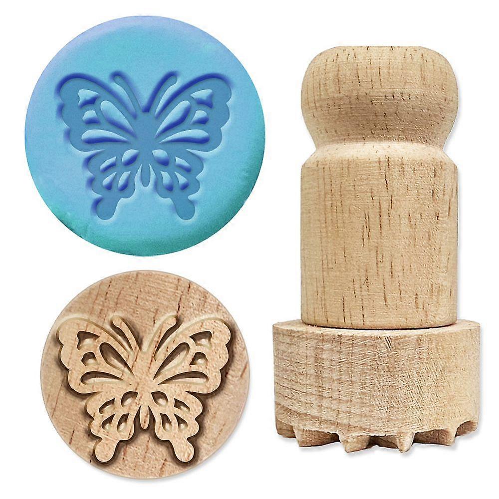 Wood Stamps with Handle for Post Decoration DIY Card Making Butterfly 45x25.4mm