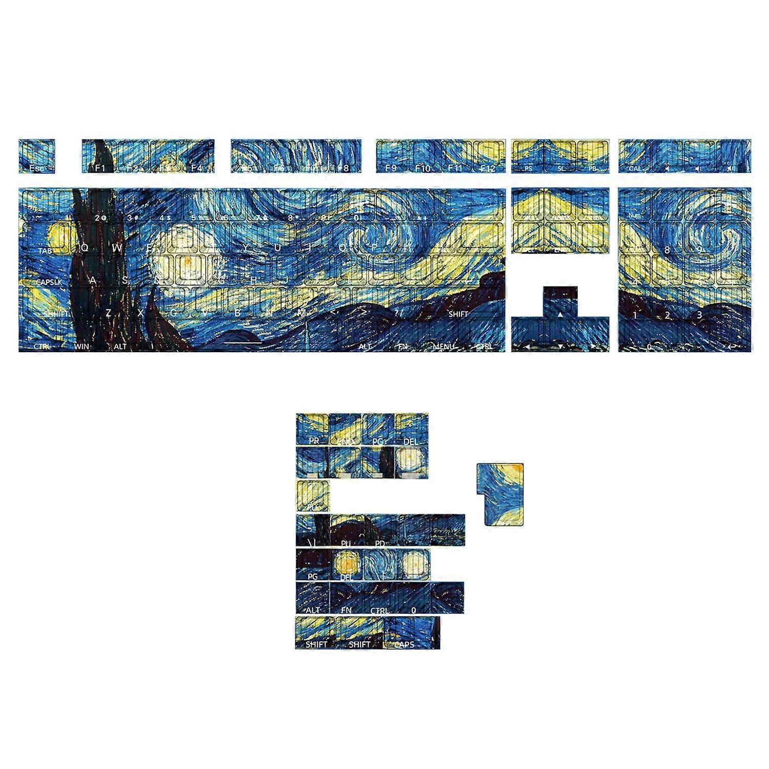 1 Set Starry Moon Colored Keyboard Key Caps Set 108 Keys Waterproof PBT Keyboard Caps Replacement No