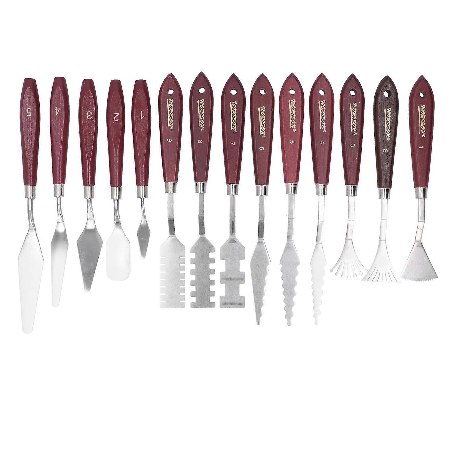 14Pcs μαχαίρια παλετών ζωγραφικής που έχουν ειδικό σχήμα μαχαίρι καλλιτέχνη εργαλείων ξύστρας ελαιογραφίας