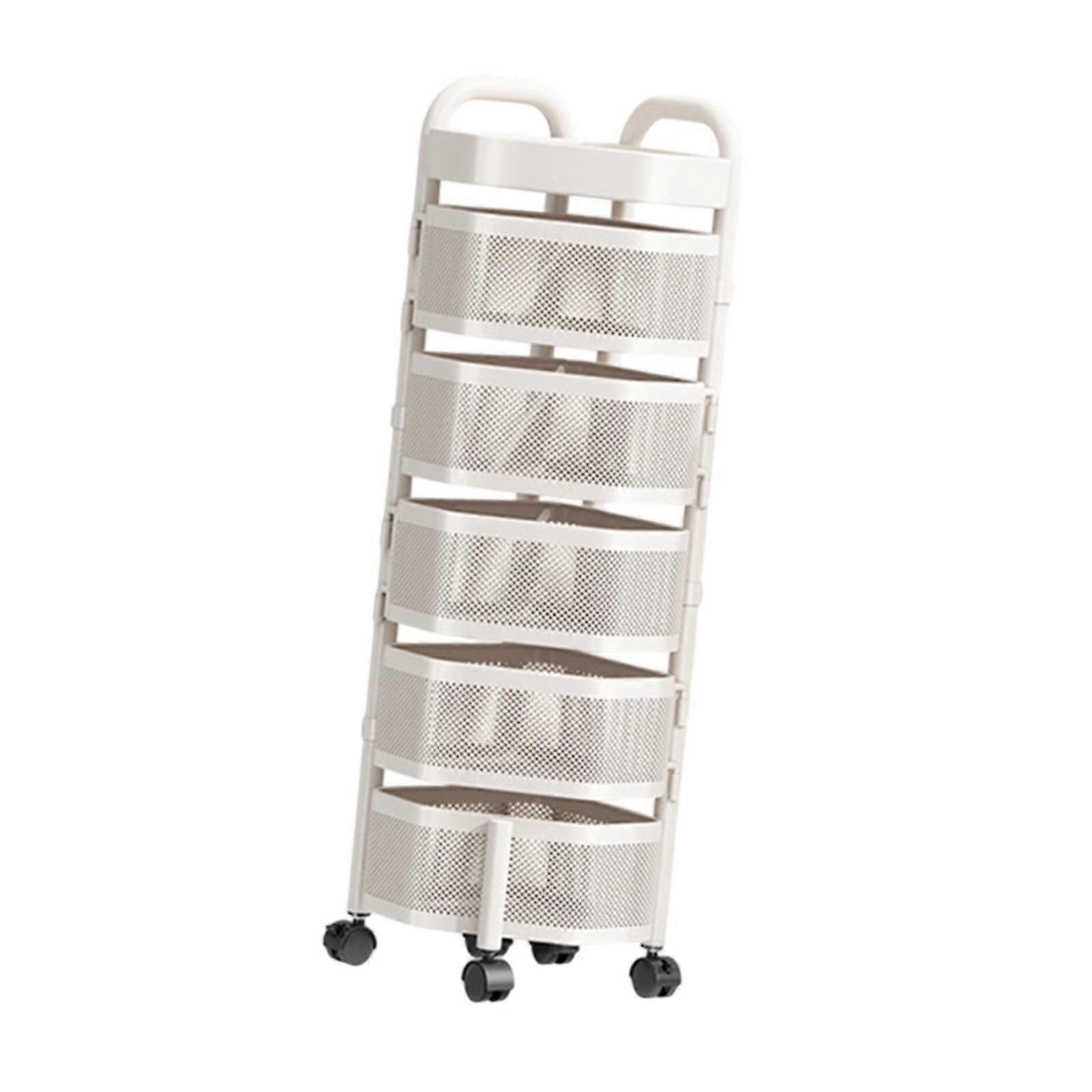 Rotating Storage Rack 5 Tier Kitchen Storage Cart for Kitchen Bedroom