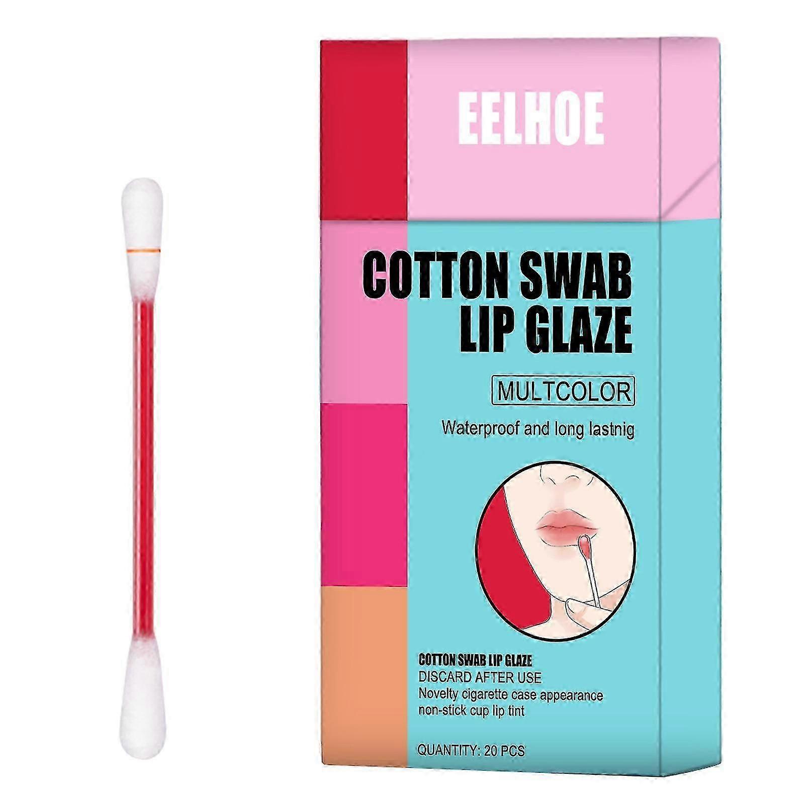 20 قطعة / صندوق مسحة قطنية الشفاه الصقيل ترطيب طويل الأمد كوب غير لاصق Portabl