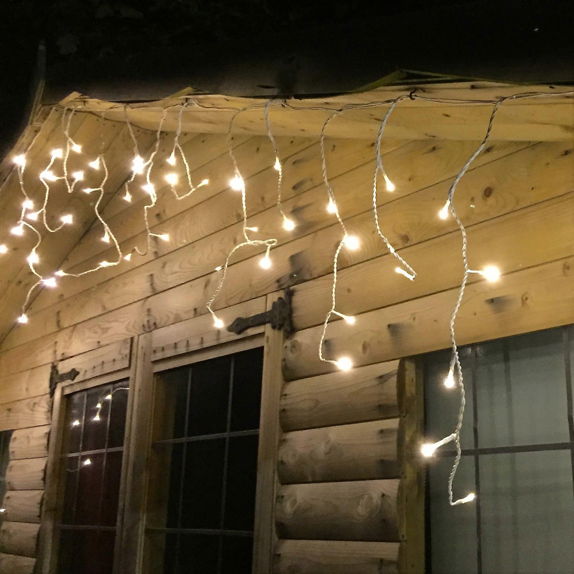 175 Led (7.5m) Lumineo Outdoor Twinkle Icicle Lights 8 Function - Warm White