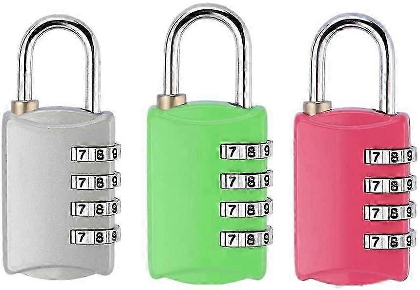 3 Pcs Combination Padlock, 4 Digit Code Padlock - Security Anti-Theft, Made of Zinc Alloy - Ideal for School, Locker, Travel Suitcase,  Etc