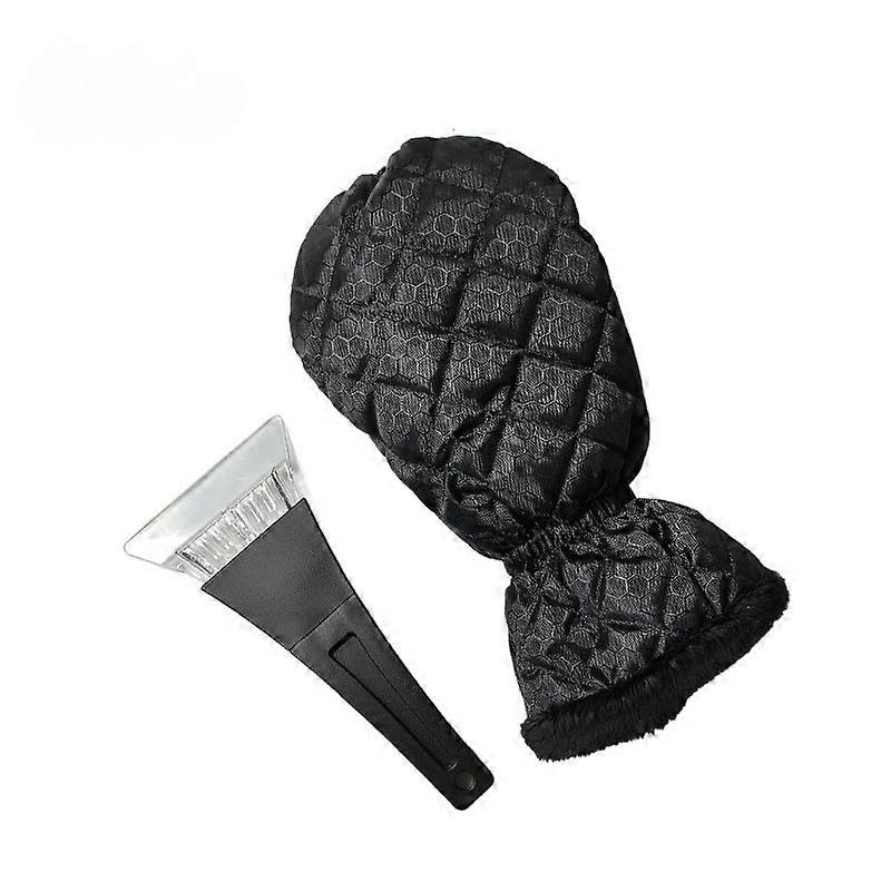 Ice Scraper with Windshield Scraper Mitt, Heated Lining, Tight Elastic Band