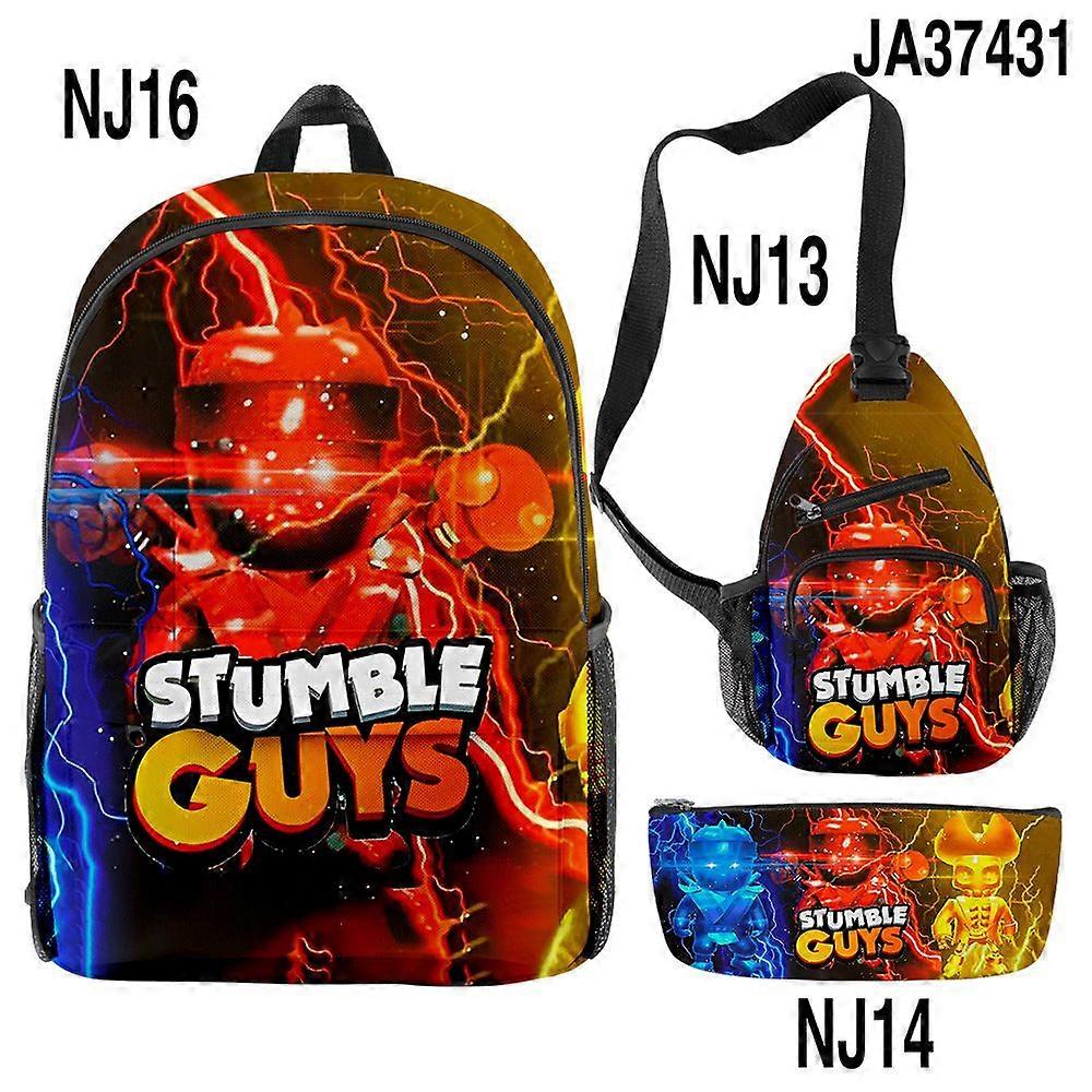 Stumble Guys skolväska, ryggsäck, pennfodral, axelväska tredelat set
