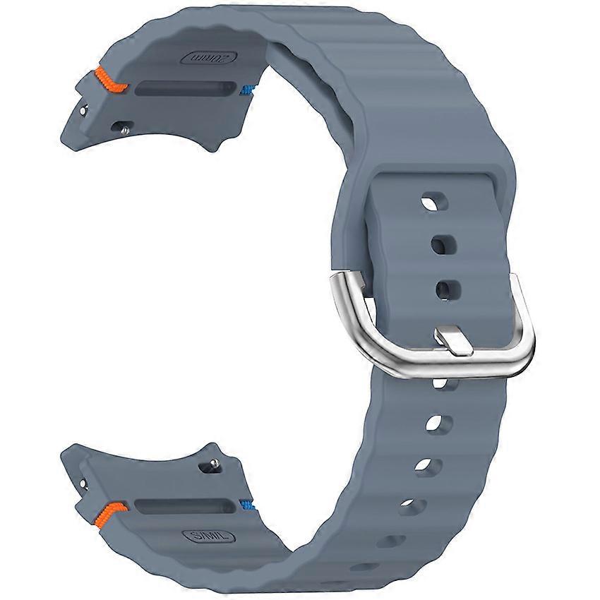 Silicone Watch Strap for Samsung Galaxy Watch 7/FE/6/6 classic/5/5 pro/4/4 classic Wave Model Car Line Silver Color Steel Buckle Strap (Official Blue)