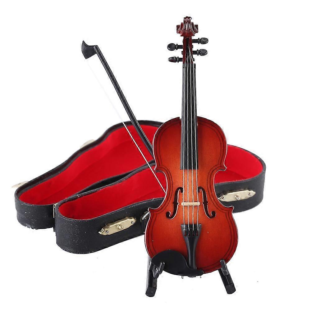 Skrzypce Drewniany miniaturowy instrument muzyczny z futerałem i uchwytem