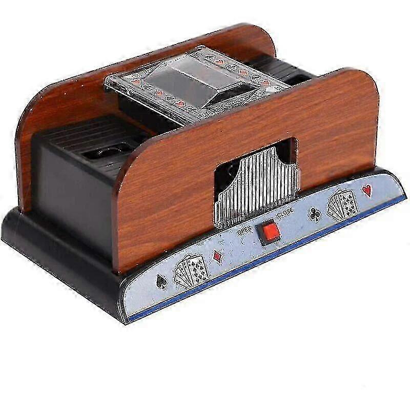 Card Shuffler 2 Deck Automatic Card Shuffler Wooden Automatic Card Shuffler, Battery Operated Electric Shuffler
