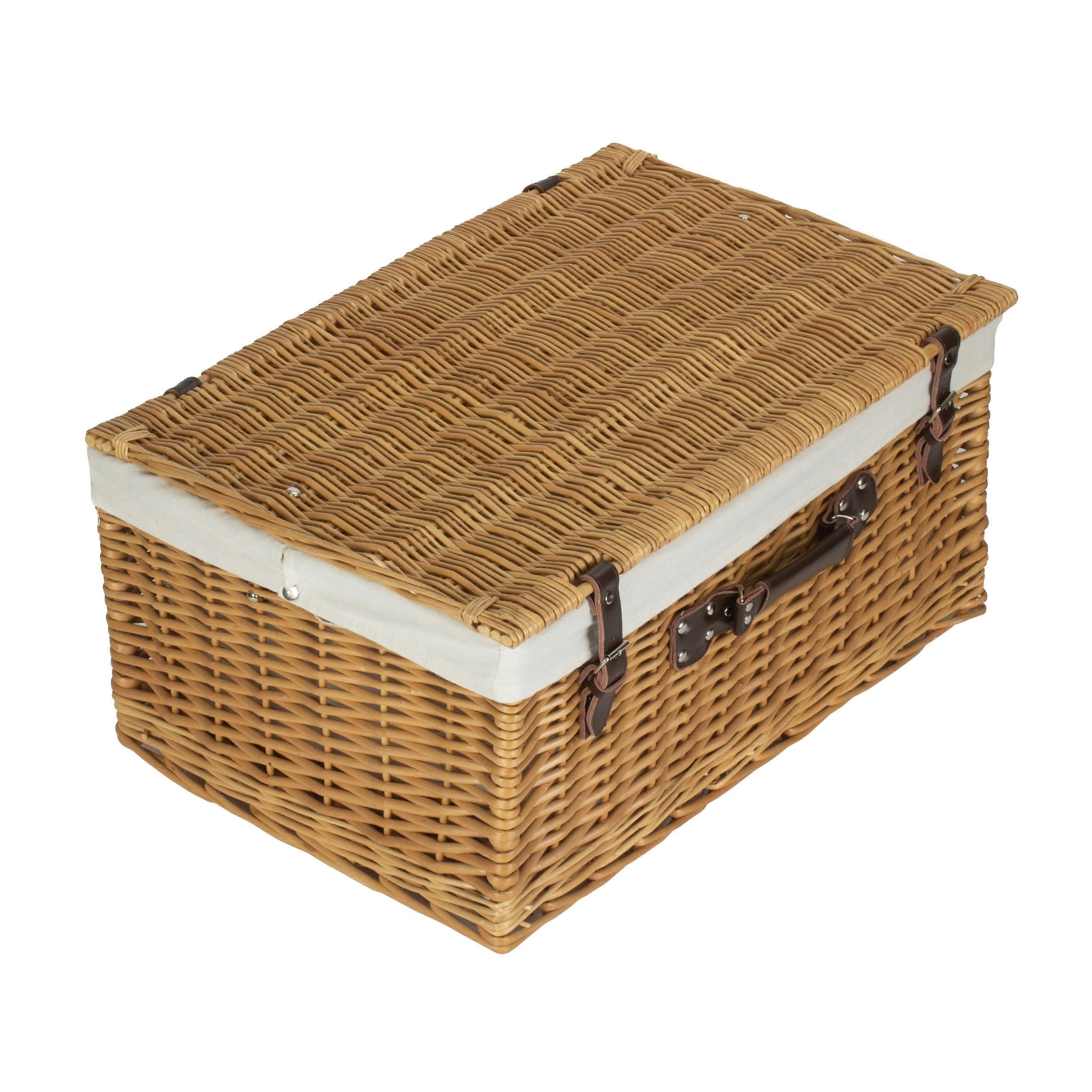 62Cm Buff Willow Wicker Picnic Basket