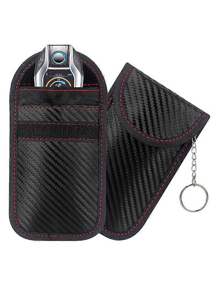 Hiilikuitu auton avainlaukku auton avaimen signaalin suojauspussi avainlaukku avaimenperän suojalaukku musta