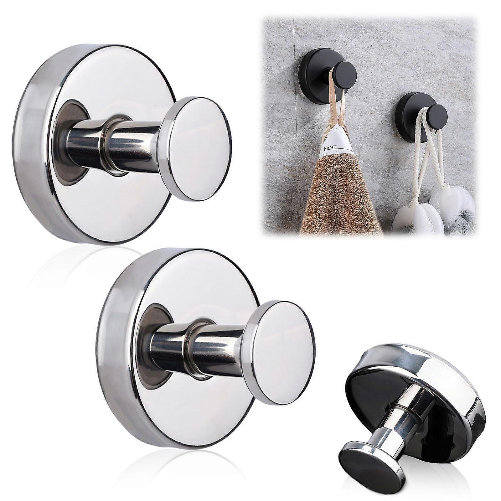 Suction Hooks for Shower - Removable Drill-Free Towel Hooks for Bathroom, Chrome Finish, Glass Compatible (2 Pack)